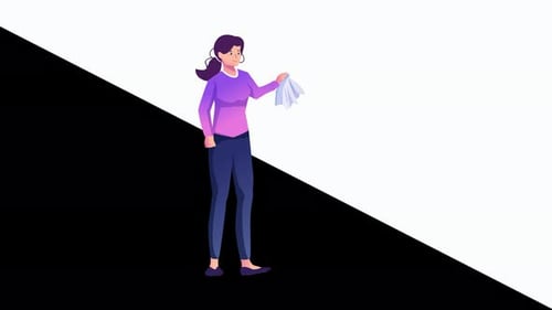 Animated Woman Character Holding Tissues Loop