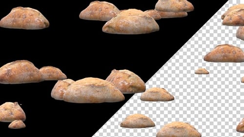 Floating Artisan Bread Loaves Loop with Alpha Channel