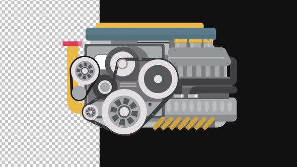 Animated Car Engine with Moving Belts and Alpha Channel, Backgrounds ...