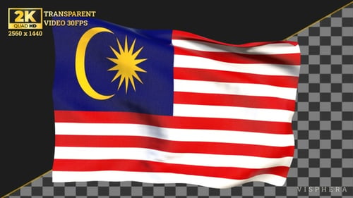 Realistic Waving Flag of Malaysia on Black Background
