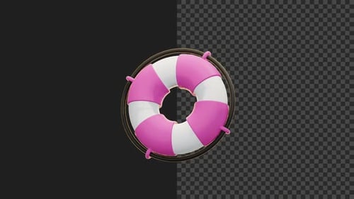 3D Spinning Pink Lifebuoy Loop Animation