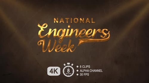 National Engineers Week 3D Metallic Text Reveal Title Animation