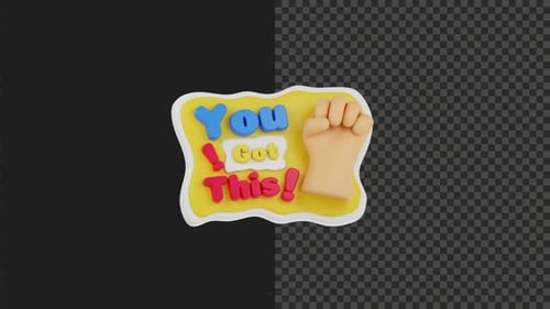 Colorful 3D 'You Got This' Text with Animated Fist