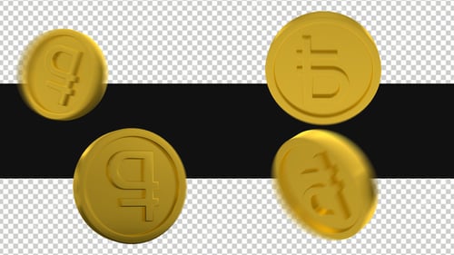 Paquete de monedas de rublo dorado en movimiento en Alpha Loop