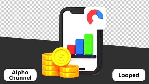 3D Financial Data Analytics and Stock Market Charts on Smartphone | Alpha Channel