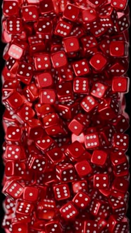 Vertical Metallic Red Dice Fall Screen Filler - 9:16 Alpha Channel