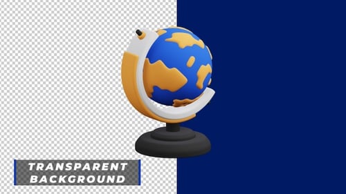Educational 3D Earth Globe Smooth Rotation Animation
