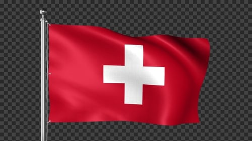 Switzerland Flag Waving Seamless Loop with Alpha Channel
