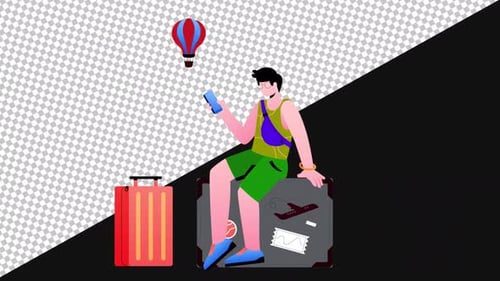 The travel boy animated | Alpha Channel