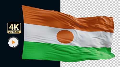 Niger Flag Waving Realistic 3D Animation