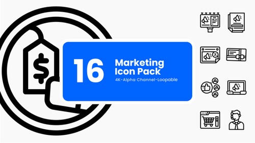 Marketing Tools Animated Icons – SEO, Ads, Analytics in Line Style