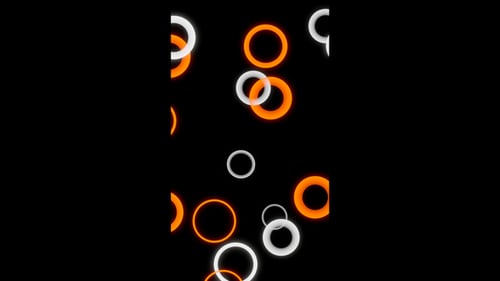 Vertical video orange and white neon circles rotating animation background