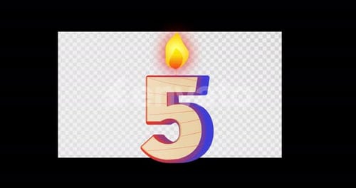 Number Five Birthday Candle Alpha