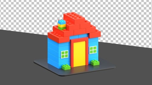 3D Building a House from Lego Bricks | Alpha Channel
