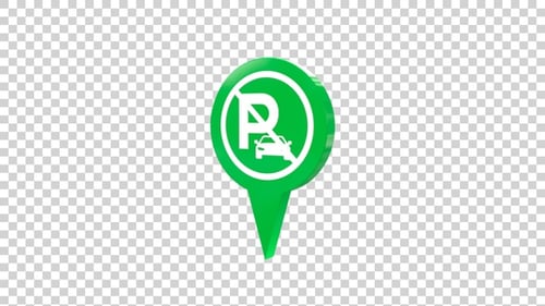 3D Animated No Parking Map Pin Icon