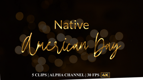 Golden Native American Day Text Animation with Script Reveal