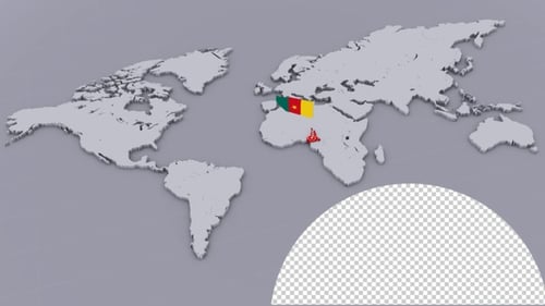 Bandera de Camerún en un mapa mundial extruido