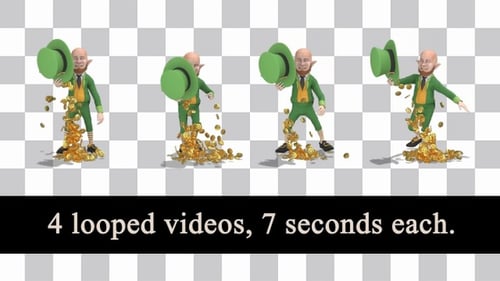 Animated 3D Leprechaun Characters with Gold Coin Variants