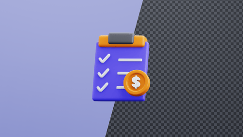 3D Animated Checklist and Dollar Coin Icon