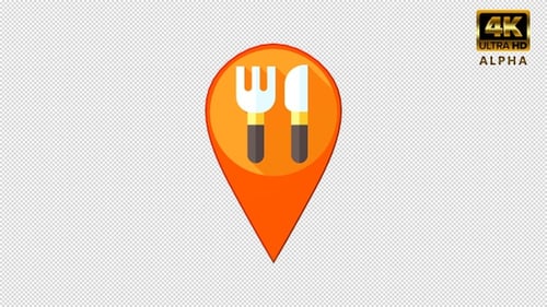 Rotating 3D Food Location Map Pin Icon