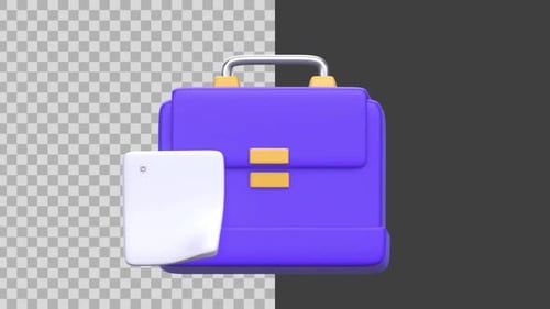 Animação de ícone de mala de negócios 3D