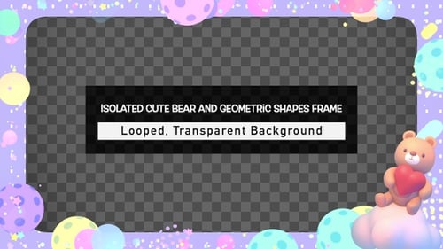 Isolated Cute Bear And Geometric Shapes Frame