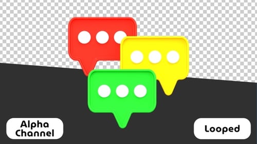 Animation de notification de bulles de discussion en 3D | Alpha Channel