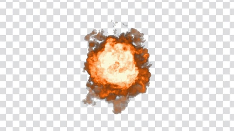 Bomb Explosion with Fire and Smoke Blast - VA - Top Aerial View - Alpha ...