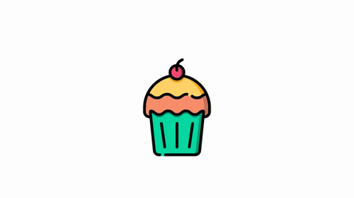 Animated Flat Design Cupcake with Pulsing Effect