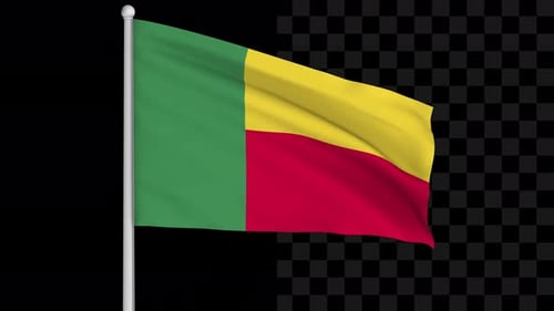 Benin National Flag Waving with Alpha Channel