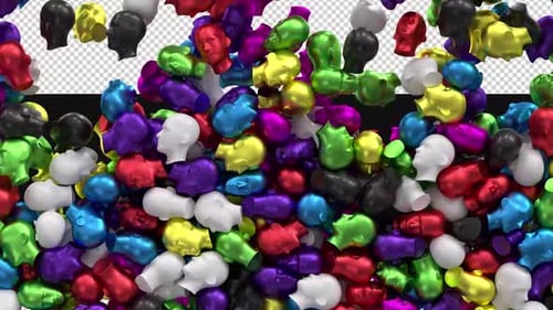 Falling 3D Heads Abstract Animation