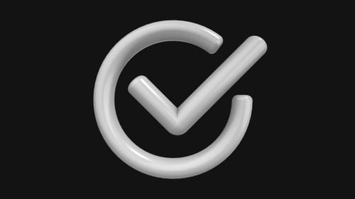 Glossy 3D Animated Checkmark Tick Symbol with Alpha Channel