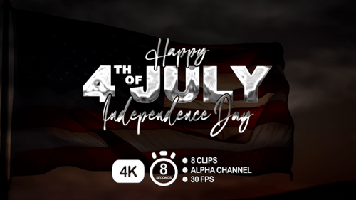 Feliz 4 de julho, Dia da Independência, Animação de Texto