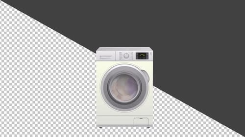 Animated Modern Washing Machine Spinning with Water