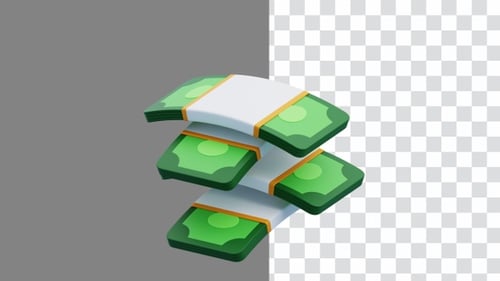 3D Animation of 4 Irregular Money Arrangement | Alpha Channel