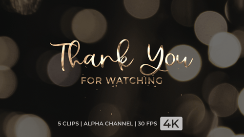 Elegant Cursive Thank You Text Animation with Metallic Colors