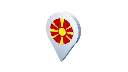 Modern 3D Map Pin Animation with North Macedonia Flag