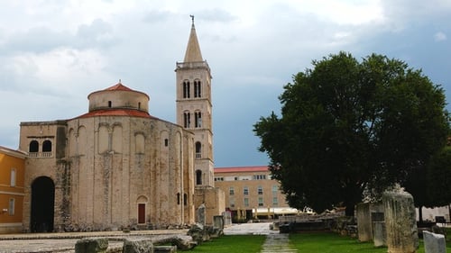 Zadar. Church Square Is Bathed in Sunlight on a Warm Summer Day, Creating a Picturesque Scene.