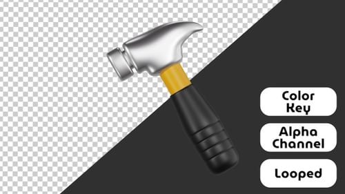 Smooth 3D Animated Hammer Tool Rotation