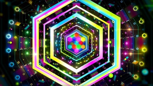 Neon Pop Hexagonal Tunnel