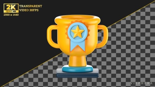 3D Trophy and Medal Animation Award Winner Achievement Success Overlay Transparent 2K