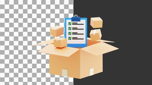 3D Animation of Shipping Package List | Alpha Channel