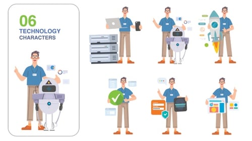Flat Design Animated Technology Characters and Concepts