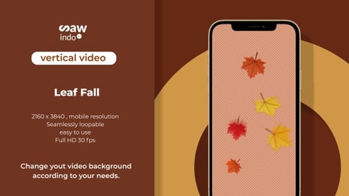 3D Animation Thankgiving Falling Autumn Maple Leaves Transition Vertical Transparent Loop