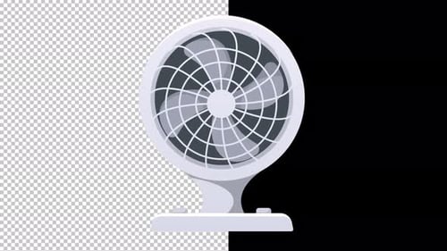 Flat Design Animated Desk Fan with Spinning Blades