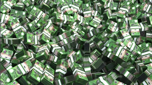 3D Animation of Money Heap Australian Dollars | Alpha Channel