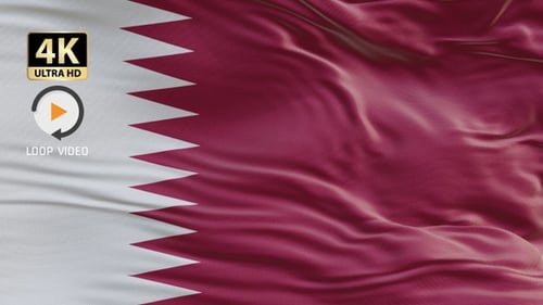 Realistic Qatar National Flag Waving Loop Animation