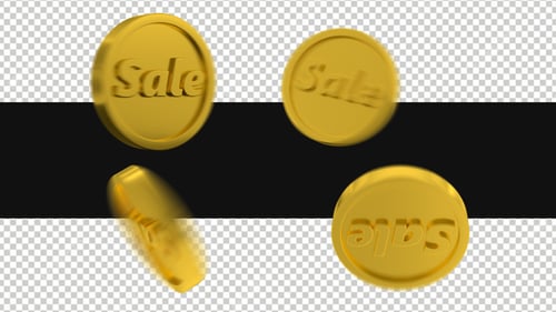 Loop Moving Gold Sale Coins On Alpha Channel