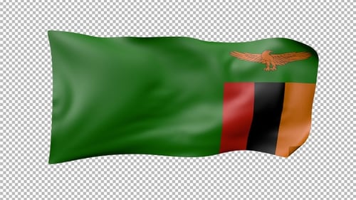 Zambia Flag Waving Animation on Black Background