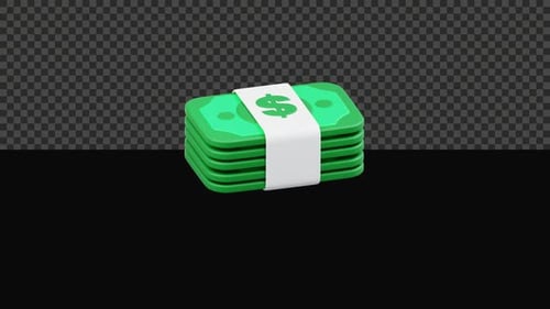 3D Dollar Money Animation Alpha Channel